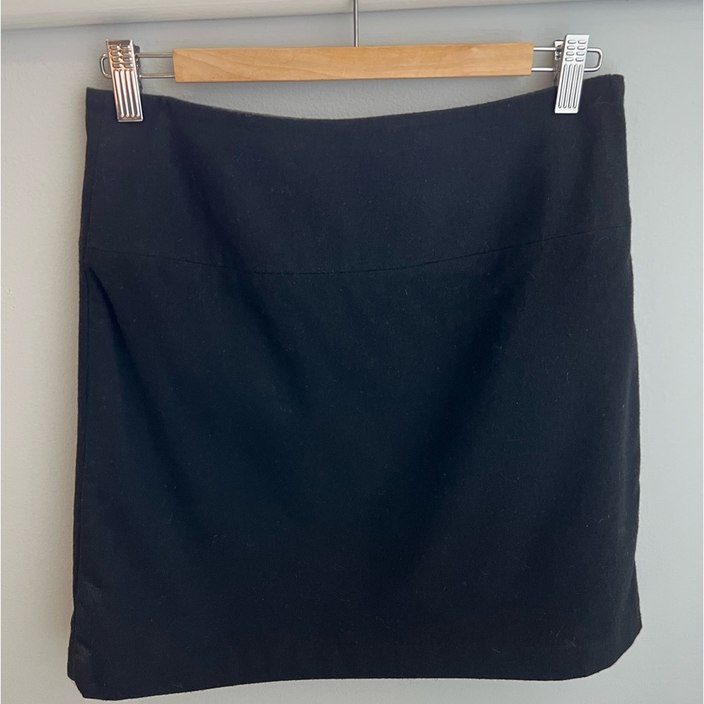 Black stretch wool suiting skirt
